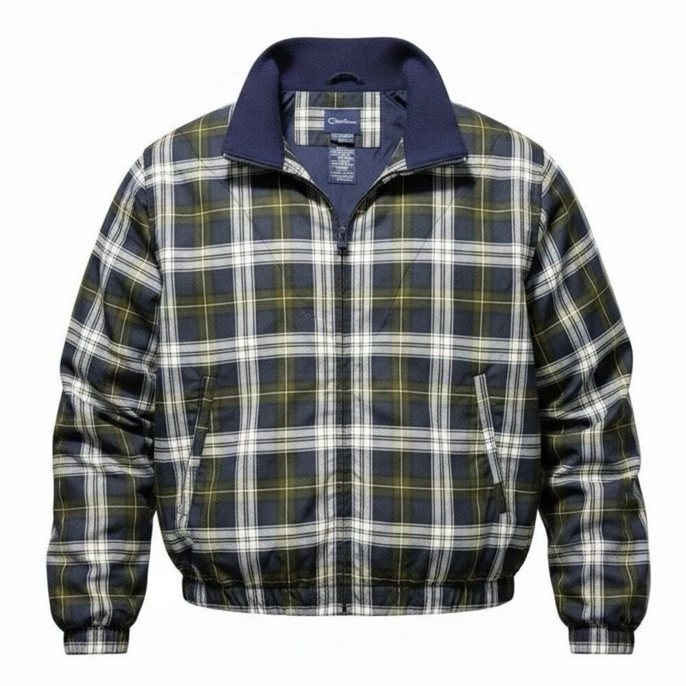 Vintage Women’s Catalina Plaid Golf Jacket Tartan Full Zip Jacket Green Navy  XL